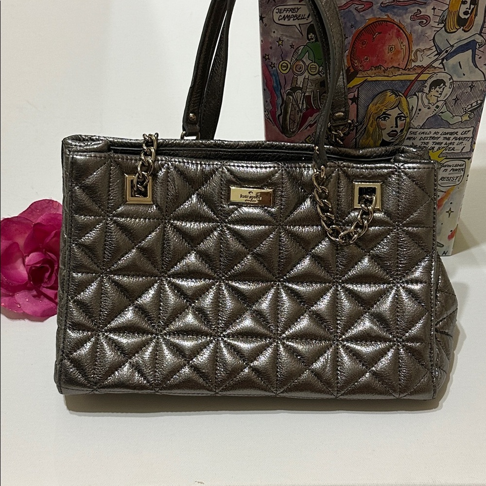 Kate Spade Metallic Quilted Handbag with Chain Straps